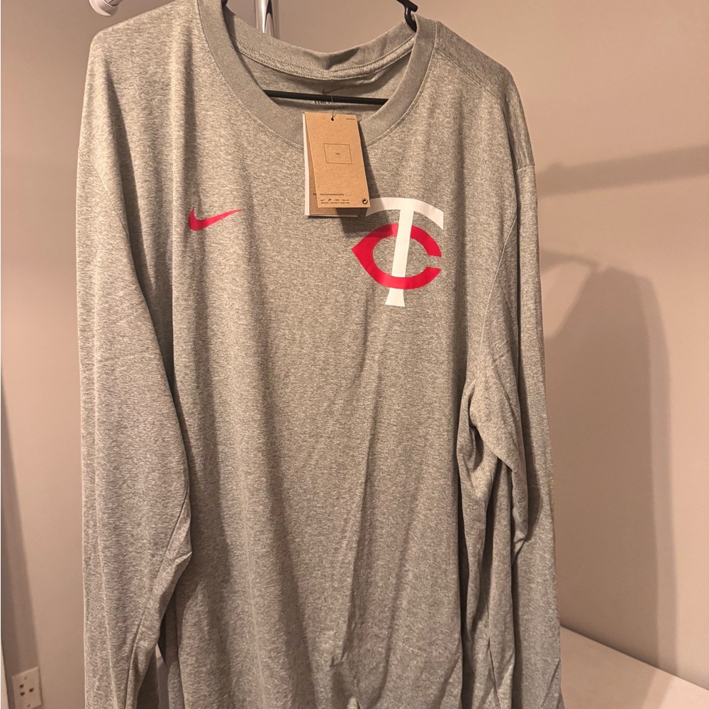Nike Gray Long Sleeve with Minnesota Twins Logo